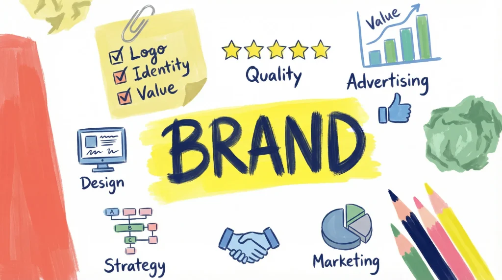 Diverse team brainstorming brand strategy with mood boards
